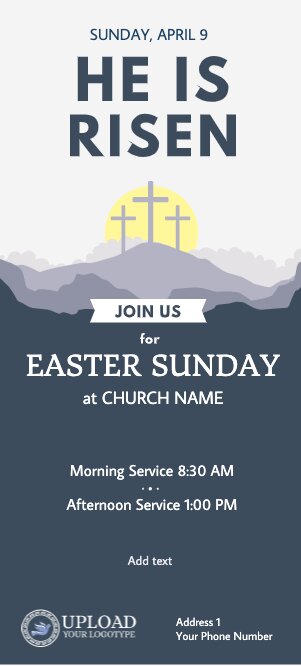 Easter rackcard He is risen blue