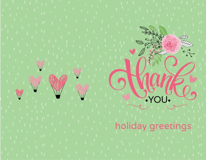 Green Clip Arts Valentie's Day Thank you Greeting Card