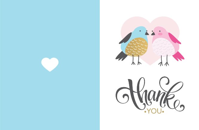 Be my valentine birds love thank you greeting card