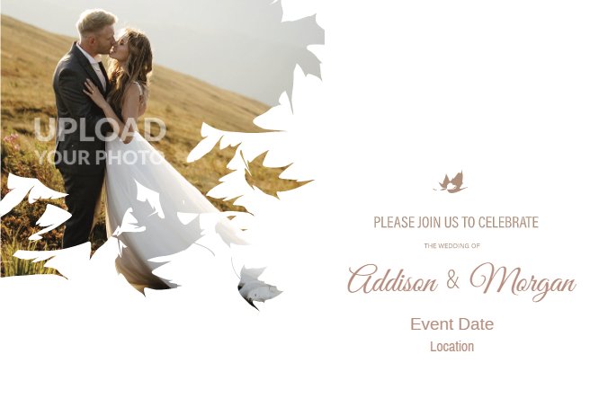 Autumn white minimalistic wedding invitation