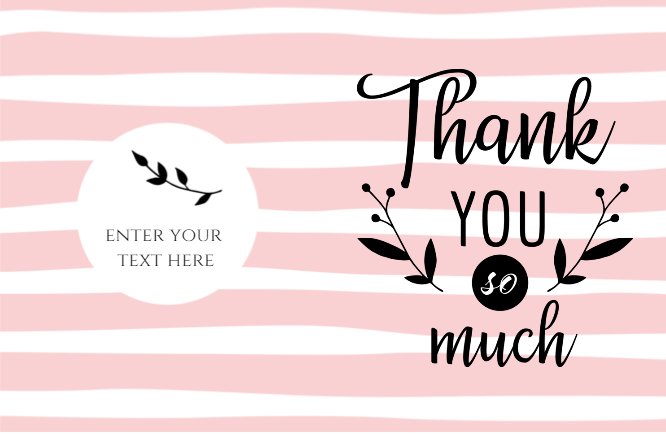 Pink lines Thank you Valentine Greeting card