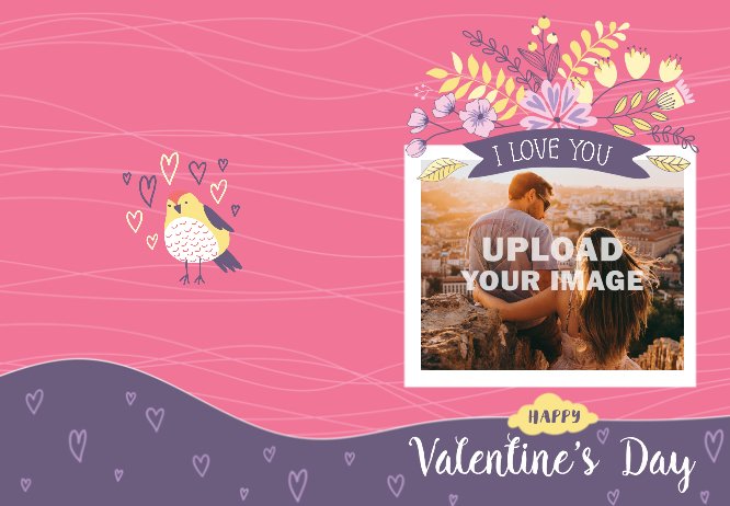 Pink single bird loves you Greeting card