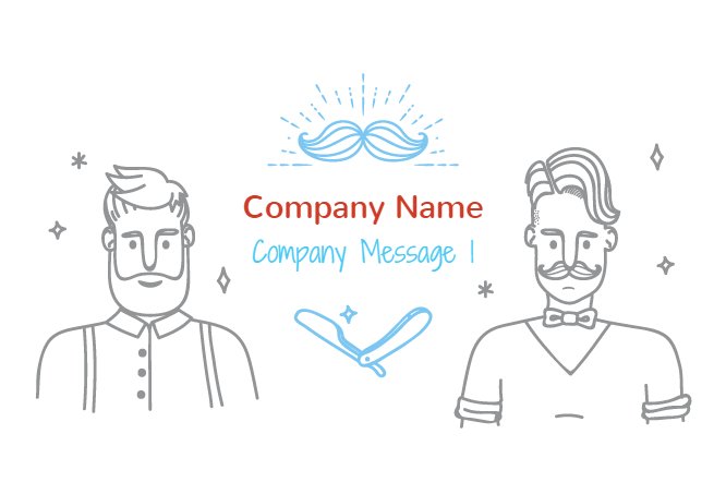 White barbershop moustache business card