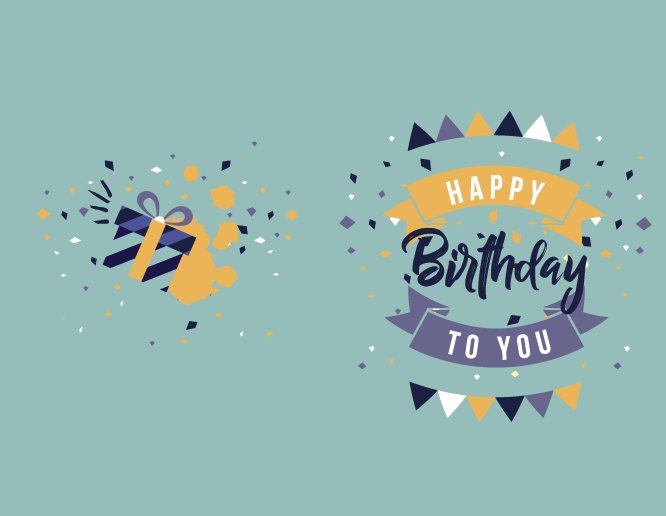 Blue happy b-day presents card