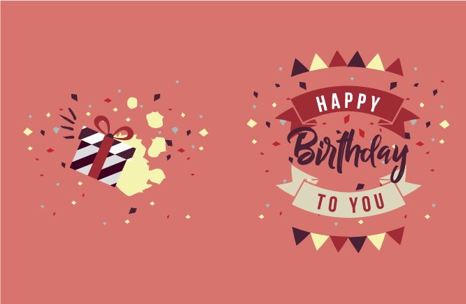 Coral happy b-day presents card