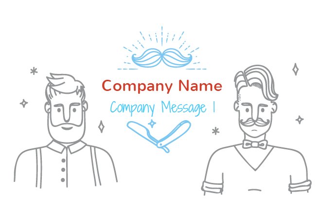 White barbershop moustache business card Back thumbnail image