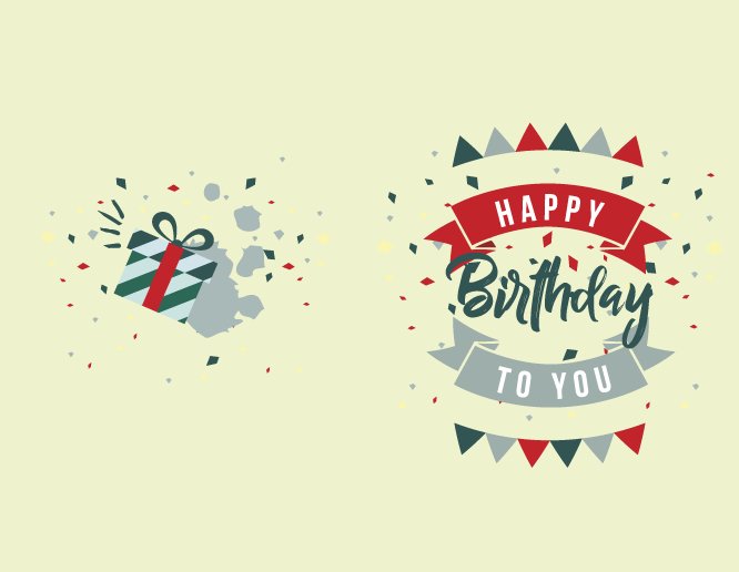 Green happy b-day presents card