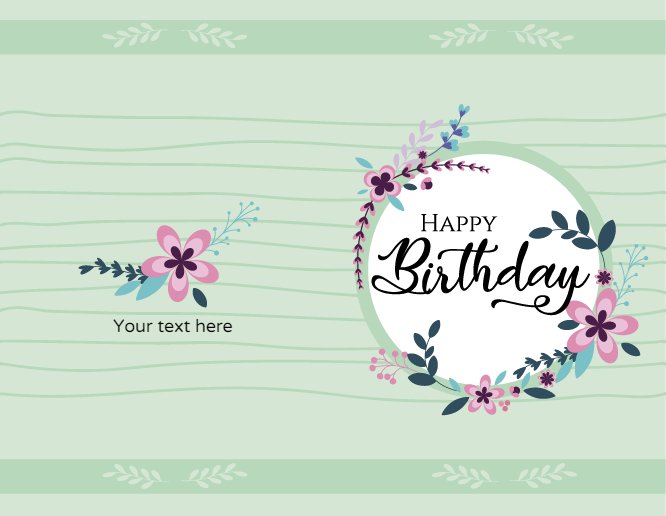 Green happy birthday flowers