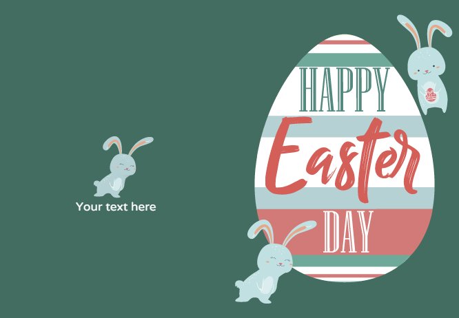 Big green easter egg with bunnies