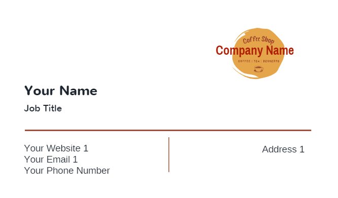 Coffee Shop orange business card