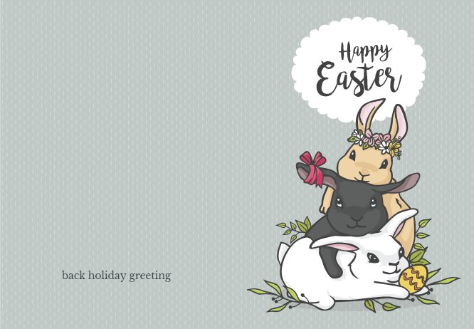 Three Easter bunnies and an egg