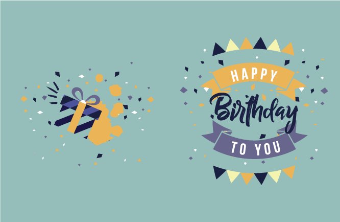 Blue happy b-day presents card