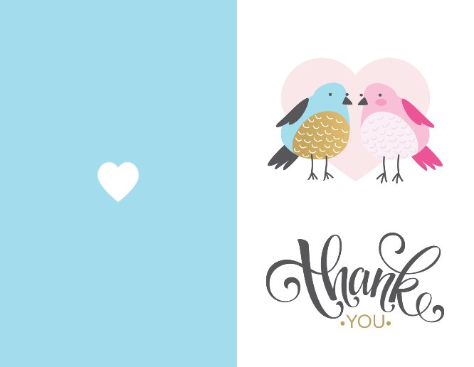 Be my valentine birds love thank you greeting card