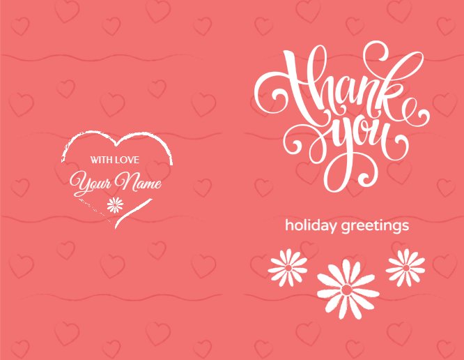 Peach-color thank you flowers St.Valentine Day Greeting Card