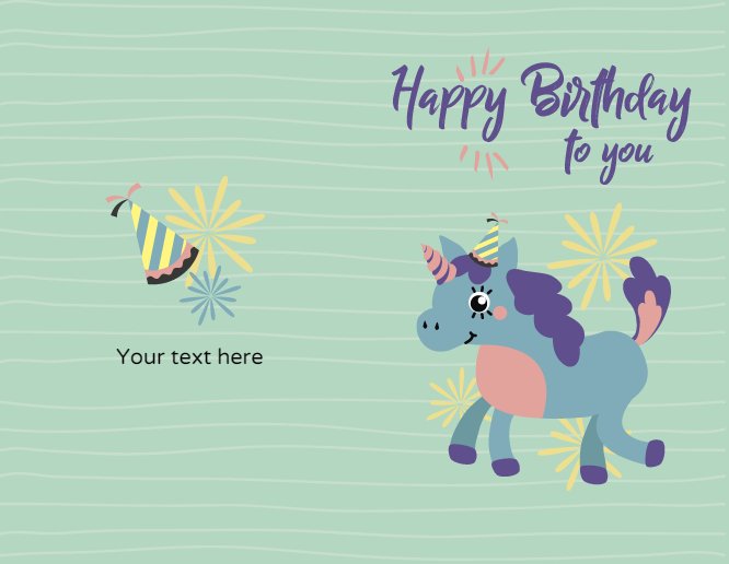 Green birthday Unicorn