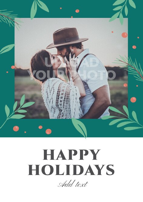Green Joy Love Peace holiday Postcard A5