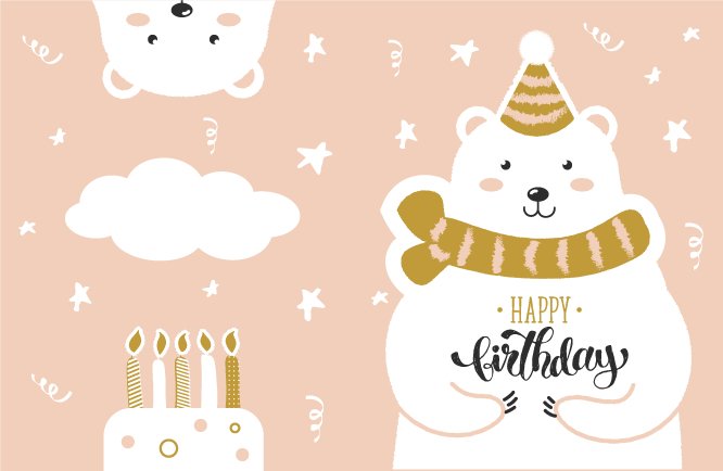 Pink happy birthday bear