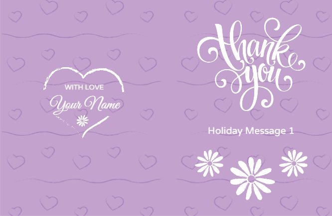 Purple thank you flowers St.Valentine Day Greeting Card