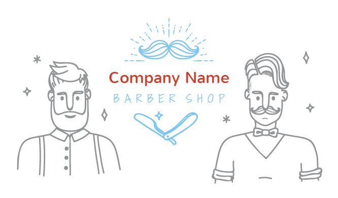 White barbershop moustache business card Back thumbnail image