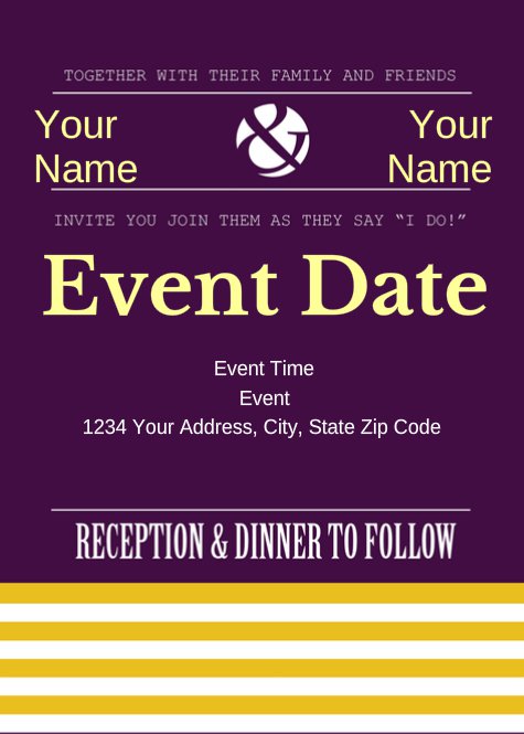 Purple and Yellow Wedding Invitation