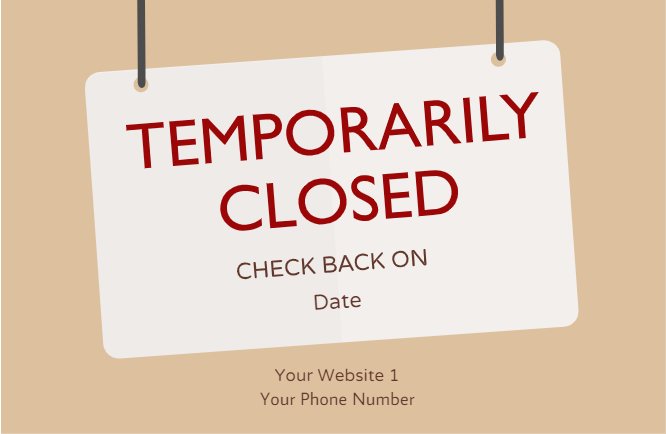 Temporarily closed signboard