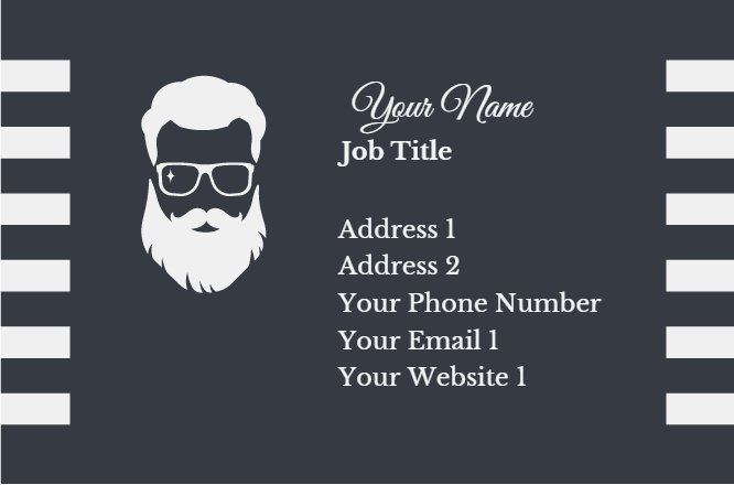 Grey beard cool barber shop business card