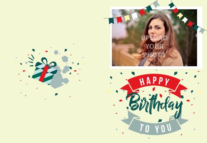 Green happy b-day presents card