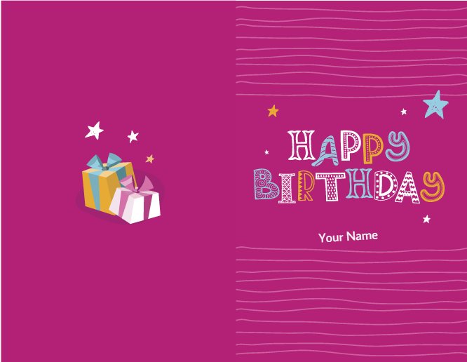 Pink Girlish Birthday card