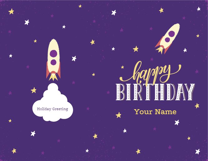 Purple birthday rocket