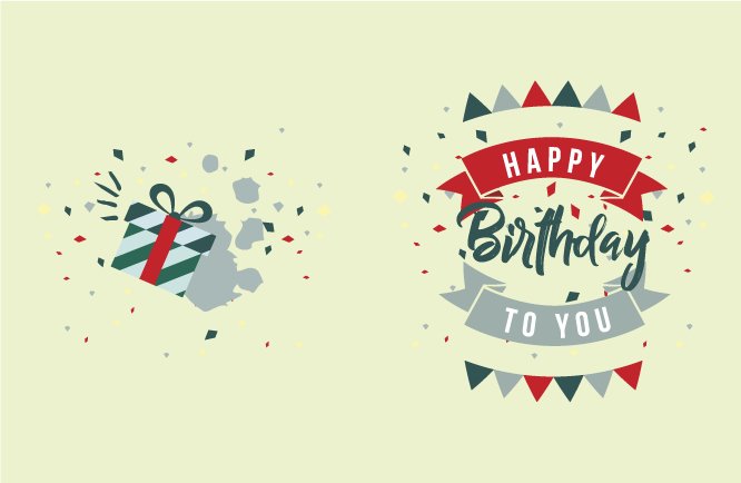 Green happy b-day presents card